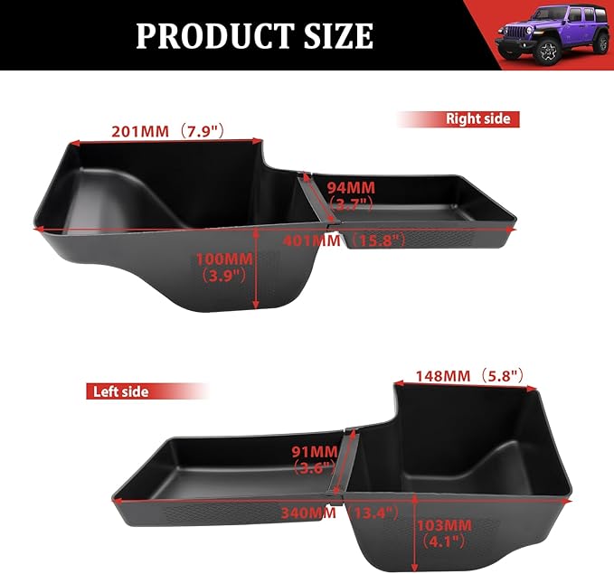 Center Console Organizer for 2018-2023 Jeep Wrangler JL JLU 4XE Gear Shift Console Side Tray Trunk Organizer Hanging Armrest Storage Box for Wrangler Accessories(18-23 5-piece, Not Gladiator)