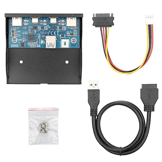 Chenyang USB-C & USB 3.0 HUB 4 Ports Front Panel to Motherboard 20Pin Connector Cable for 3.5" Floppy Bay