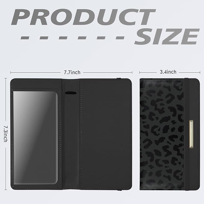 Letter Checkbook Cover, RFID Blocking Checkbook, Stylish, Lightweight, Slim Durable, Multi-Functional Checkbook Holder for Personal and Business Checks (Leopard-Black)