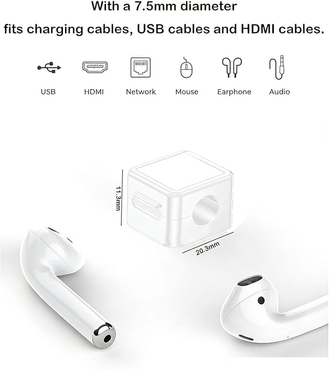 10 Pack Cord Organizer, Magnetic Cable Management, Cord Holder for Desk, Adhesive Cable Clips Wire Keeper for Nightstand, Home, Office, Desktop, Car, Wall (White)