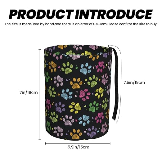 Car Garbage Bag Colorful Paw Print Mini Car Trash Bin Portable Collapsible Waterproof Rubbish Bag for Car Accessories Back Front Seat Cup Holder