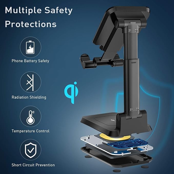 Wireless Charger, 2 in 1 Wireless Charging Station, Phone Charger Stand Phone Holder for Desk Compatible with iPhone 17 16 15 14 13 12 Pro Max Plus, Airpods 4 3 2 Pro, Samsung S25 S24 S23 Note 20