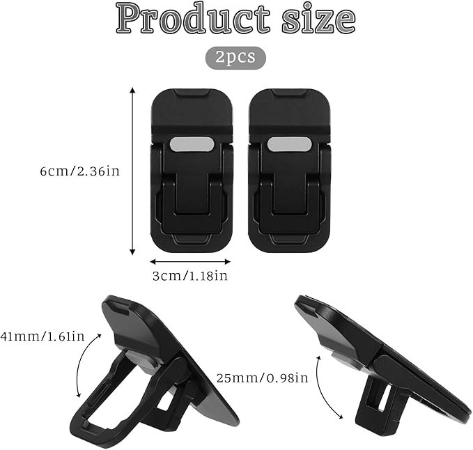 2Pcs Keyboard Riser, Portable Computer Keyboard Stand Self Adhesive Laptop Feet Mini Keyboard Lift for Desk Foldable Zinc Alloy Laptop Riser for Most Keyboards (Black)