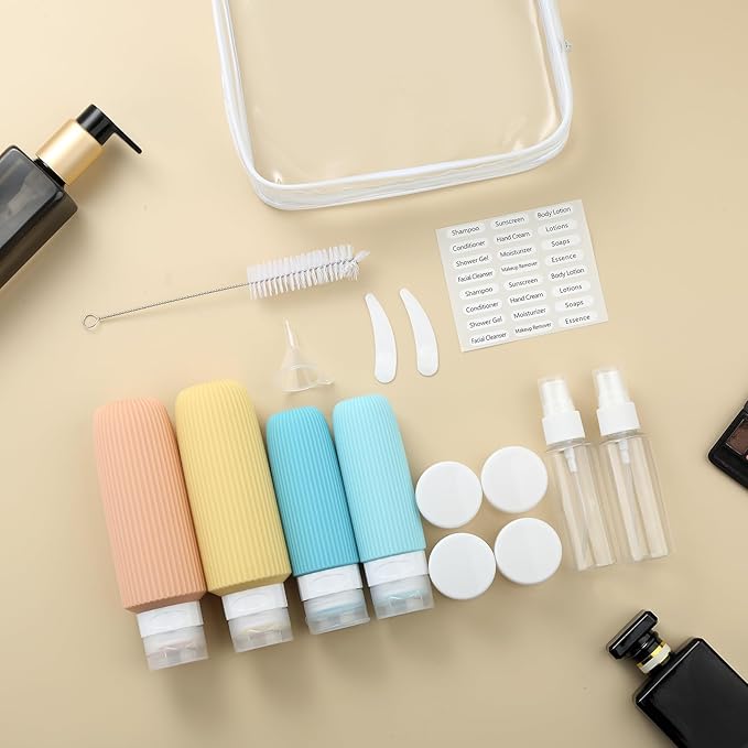 Mrsdry 16 Pack Travel Bottles for Toiletries, Large 6oz Silicone Travel Containers, Leak Proof Refillable Liquid Shampoo And Conditioner Travel Essentials