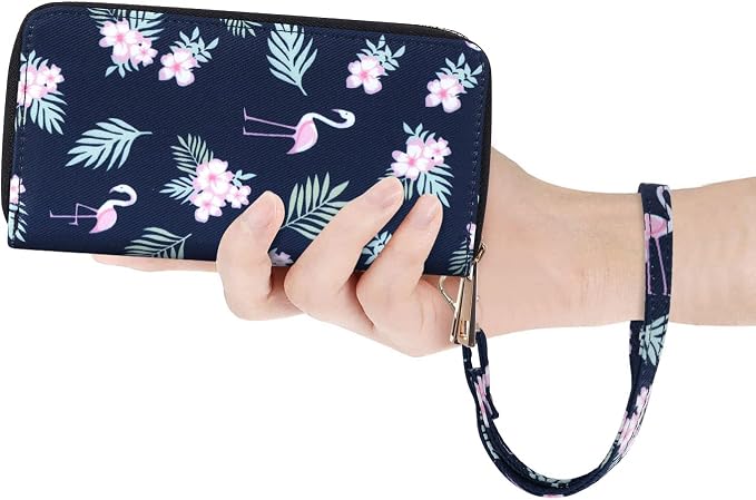Cellphone Wallet for Women Dual Zipper Long Purse with Removable Wristlet