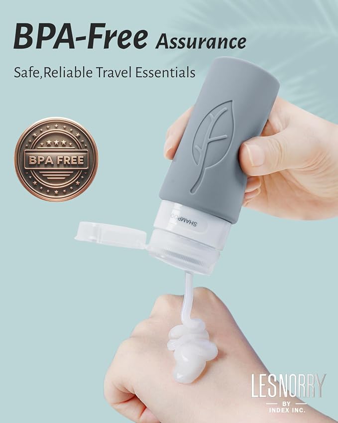 17-Pack Triple-Sealed Unique Leak-Proof Design Premium Silicone Travel Bottles for Toiletries TSA-Approved Transparent Carry Bag Easy-to-Read Labels for Business Trips/Camping/Adventure