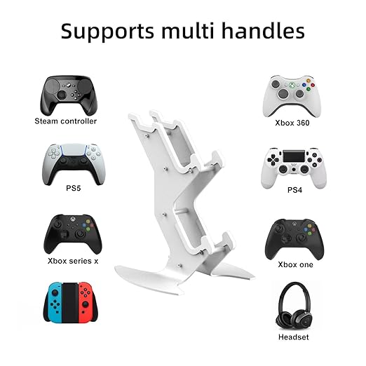NBCP Controller Holder, Game Controller Headset Stand for Xbox Series X S/Xbox one / PS5 / PS4 / NS/PC/Headset, Aluminum Metal Headset Mount Universal Organizer for Video Game Accessories (White)