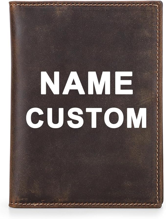 CONTACTS Customized Passport Holder Leather RFID Blocking Passport Wallet Compatible with Airtag Personalized Gift Engrave Name
