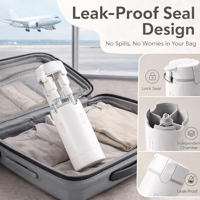 Travel Bottles for Toiletries, 4-in-1 Portable Refillable Containers, Leak-Proof, Transparent, with Measurement Scale and Labels, for Shampoo, Conditioner, Lotion and Cream
