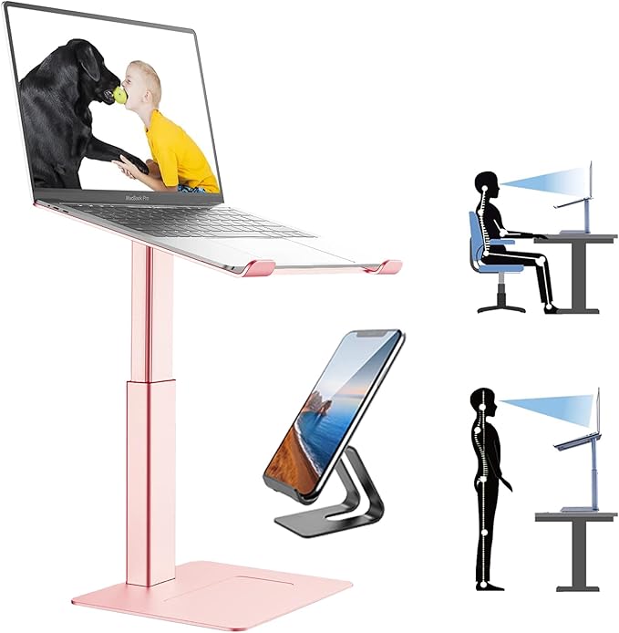 Laptop Stand for Desk, Ergonomic Sitting and Standing Laptop Riser for Notebook MacBook 11-17 Inches，DJ Laptop Stand Adjustable Height from 7-15 Inches Aluminum