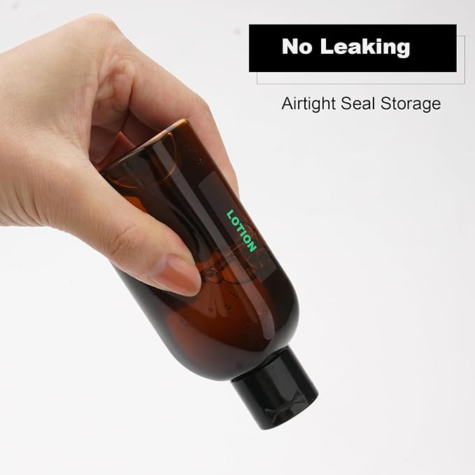 Cosywell Travel Bottles for Toiletries 6pcs 3.4oz TSA Approved Travel Shampoo Bottles Leak Proof Empty Lotion Containers with Flip Cap Small Plastic Squeeze Bottle(Brown)