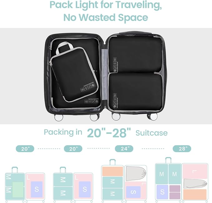 Cambond Compression Packing Cubes for Travel - Lightweight Expandable Travel Bags Luggage Organizers Travel Essentials Compression Cubes for Travel Space Saver for Carry on Suitcases Organizer