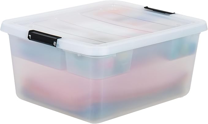 IRIS USA Clip Box with Removable Tray and Latching Lids, 18 Quart Craft Storage Bins, Art & Writing Supply Containers for Home, Office & Classroom Organization