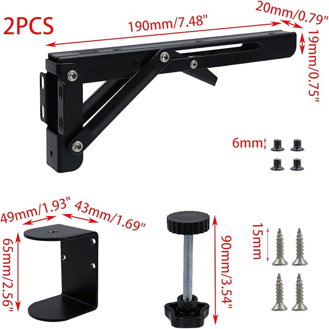 2PCS Black Desk Extender Foldable Keyboard Tray with Screws for Workstation Organizer Office and Home