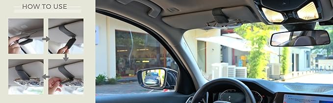 Magnetic Leather Sunglass Holder, Eyeglass Hanger Clip for Car Sun Visor, Suitable for Different Size Eyeglasses (Blue, 1 Pack)