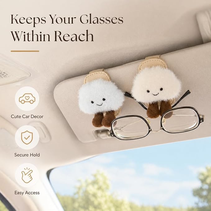 2pack Sunglasses Holders for Car Visor, Magnetic Leather Glasses Eyeglass Clip for Car, Ticket Card Clip Sunglasses Mount, Car Visor Accessories Gadgets