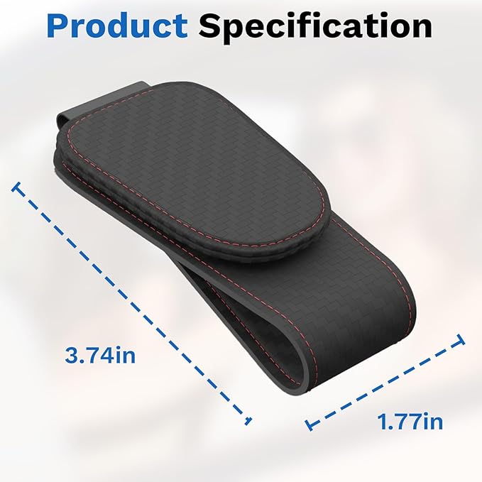 BFXM Sunglass Holder for Car, Sunglasses Holder Eyeglass Hanger Clip Magnetic Leather for Car Visor, Cars Sun Visor Ticket Card Clip