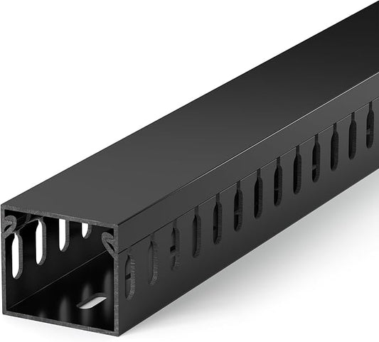 ZhiYo H1.4 x W1.6in Server Rack Cable Management Raceway, 12ft (4xL3ft) Cable Duct Kit, Electrically Safe PVC for Network Wire Management, Open Slot Cord Hider for Computer Under Desk, Black