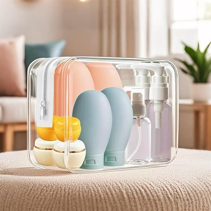 21 PCS Refillable Toiletry Bottles with Toiletry Bag for Travel Containers Empty Squeeze Leakproof Accessories for Toiletries Shampoo Lotion Body Wash (BPA Free)