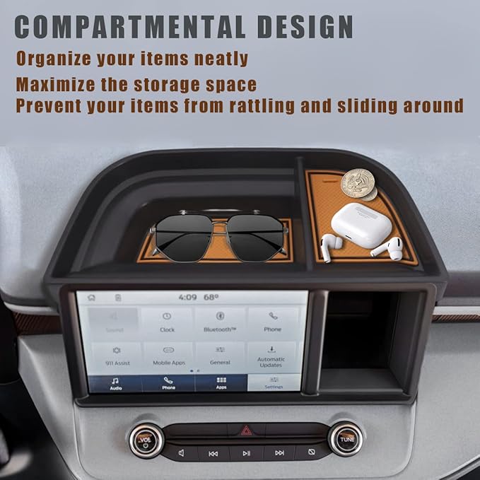 Muslogy Dashboard Storage Tray Compatible with Ford Maverick 2024 2022-2023 Maverick & Hybrid XL XLT Lariat Accessories (Light Brown)