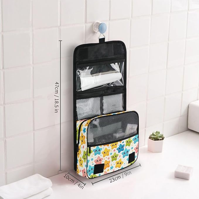 senya Hanging Travel Toiletry Bag Cute Kit Makeup Case Cosmetics Organizer for Men Women (Cute Star)