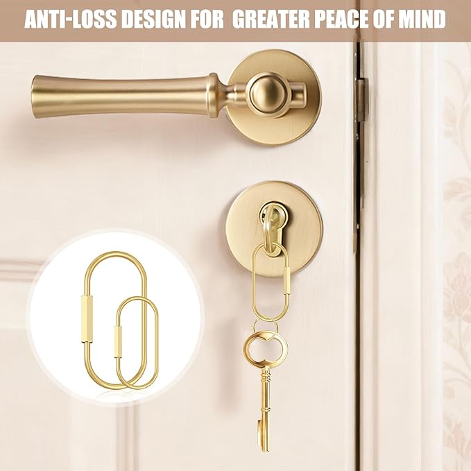2Pcs Gold Brass Key Rings, Gold Carabiner with 10 O-Rings, Brass Screw Lock Keychain Clip for Keys Purse Bag Charms for Handbags