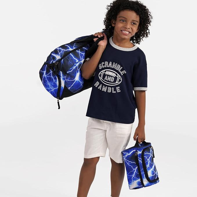 Choco Mocha Kids Toiletry Bag for Boys, Travel Hanging Waterproof Cute Toiletry Bag for Kids Christmas Gifts, Ball Blue
