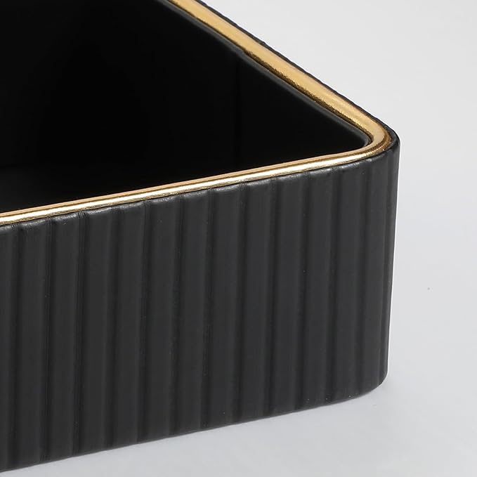 Desk Organizer Tray, PU Leather Nightstand Organizer Perfume Valet Tray for Men Women, Decorative Vanity Trays Trinket Dish Key Bowl for Entryway Table (Black, Small)