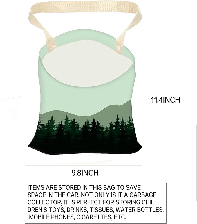 Car Garbage Can, Hanging Car Trash Can Bag for Vehicle, Travelling, Camping, Cute Car Back Seat Organizer, Dark Mountain