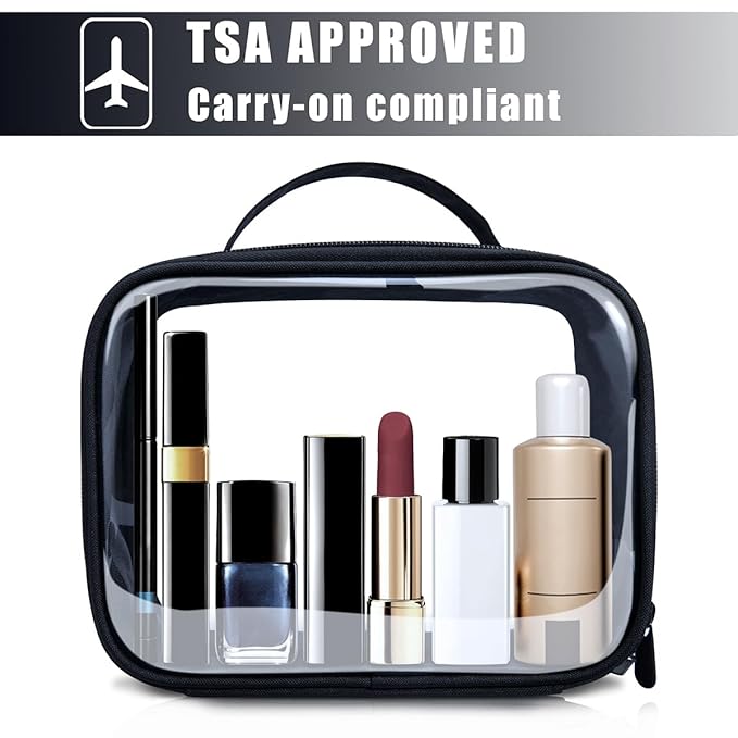 ANRUI TSA Approved Toiletry Bag with Handle Strap, Clear Travel Liquids Toiletries & Cosmetics Organizer Carry-On Luggage for Women and Men 3 Pack (Same Size), 3 - Blue, 3 Count (Pack of 1), Clear