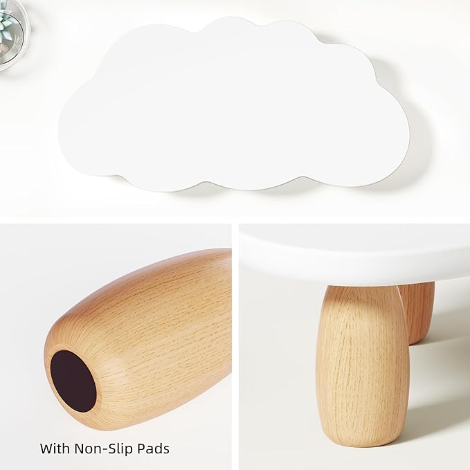 AFOOYO Monitor Stand Riser,Cloud Shape Wood Computer Monitor Stand, 16.5IN Monitor Stand Riser, Multi-Purpose Desktop Organizer Riser for Computer,Laptop,Printer,TV,White