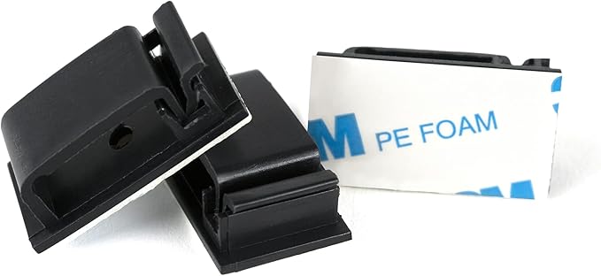 Cable Clips Black with 3M Adhesive, Multipurpose Small Wire Clamps for Cable Management and Cable Runs - 50 Pack Black Bundled with 10 Reusable Cable Ties, Screws Included for Permanent Mounting