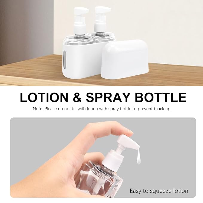 Skycase Travel Bottles - Leak Proof Refillable TSA Approved Travel Size Toiletries, 2 in 1 Liquid Bottles Containers with Labels and Funnel Airplane Accessories Kits for Lotion Liquid (Grey)