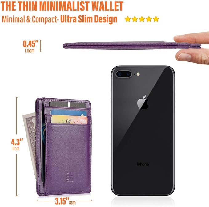 GH GOLD HORSE Slim RFID Blocking Card Holder Minimalist Leather Front Pocket Wallet for Women | Slim