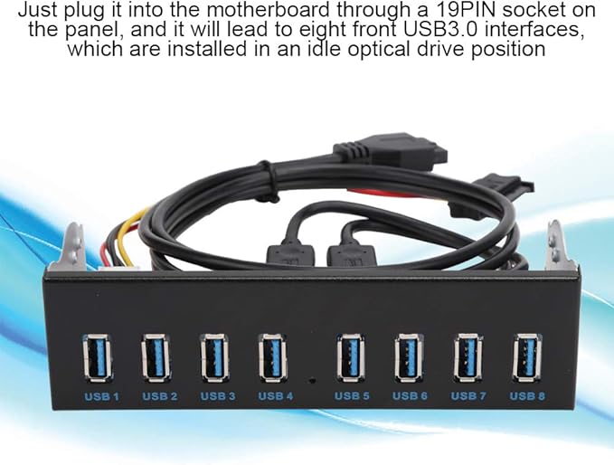 USB3.0 8-Port Optical Drive Front Panel,19Pin 8-Port Hub Optical Drive Expansion Pc Computer Front Panel Adapter,5.25 Inch Optical Drive Box Provided of