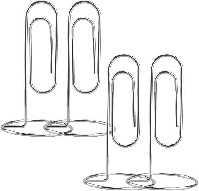 5.2 Inch Desktop Memo Holder, 4 Pack Jumbo Metal Desk Paper Clip Organizer for Office Table, Place Card, Bills, Photos, Table Numbers, Multi-Purpose Document Stand Accessory