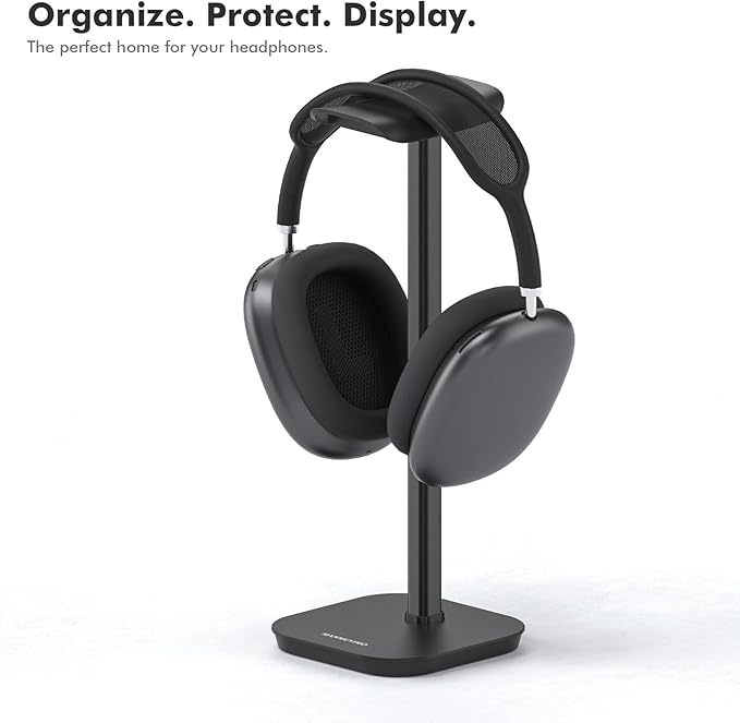 Headphone Stand, Desktop Headset Holder Heavy Base Desk Earphone Stand Aluminum Gaming Headset Hanger Rack for AirPods Max, AirPods, AirPods Pro, Sony, Beats, Bose, Razer and More(Black)