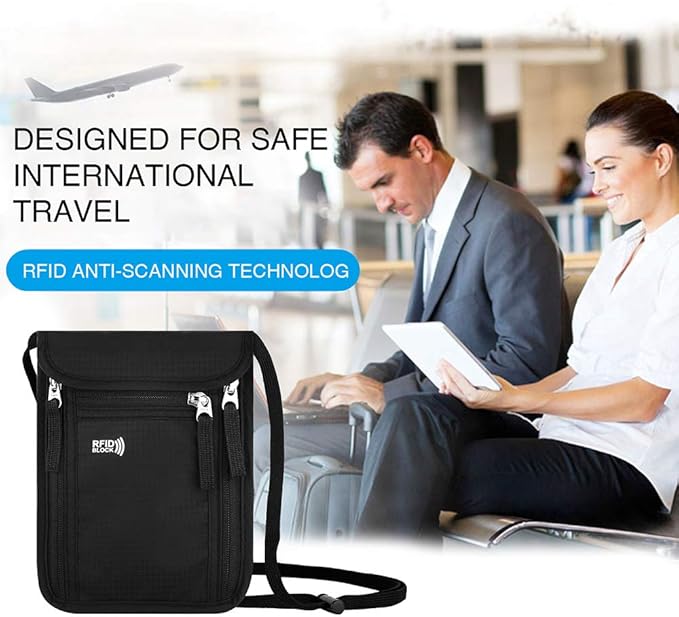 Travel Pouch Neck Wallet Family Passport Holder Organizer Case with RFID Blocking | RFID Blocking