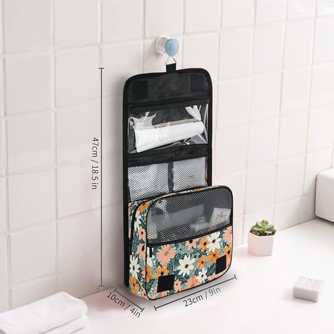 Hanging Travel Toiletry Bag Summer Flowers and Leaves Kit Makeup Case Cosmetics Organizer for Men Women