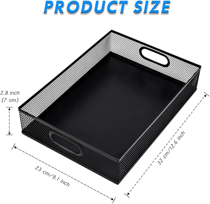 Desk Drawer Organizer, A4 Large Metal Mesh Desk Organizer Tray, Versatile Storage Box Set for Office Home Supplies,13 x 9 inches