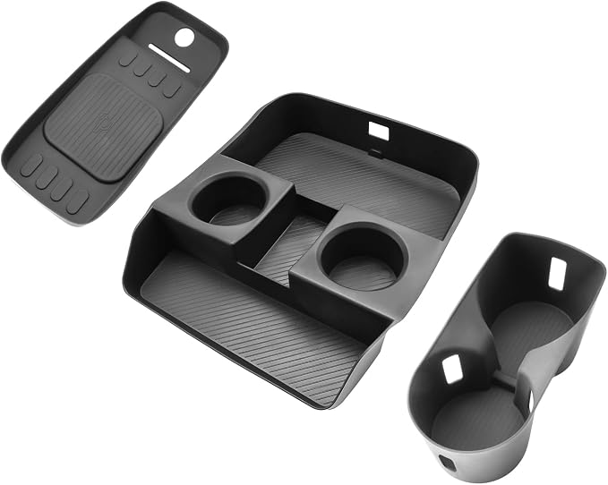 SHAOHAO 3 Pcs for 2026 Hyundai Palisade Lower Organizer for 2026 Hyundai Palisade Accessories Under Console Organizer & Cup Holder & Charging Mat 2026 Palisade LX3 Buttom Insert Box (Only for 7-Seat)