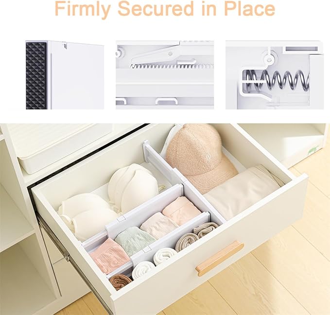 Drawer Dividers Dresser Drawer Organizer 3 Pack Adjustable Kitchen Drawers Divider Plastic Separators for Clothes Desk Office Storage