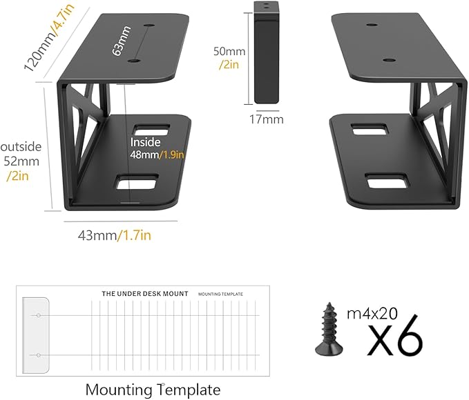 Under Desk Laptop/Mini PC Storage Mount,CPU Holder,Compatible with Dell OptiPlex,Mac Book,Mac mini and More.