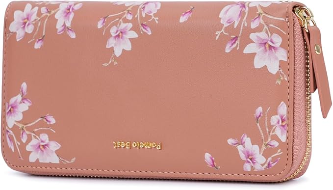 Pomelo Best Womens Wallet RFID Blocking Leather Multi Credit Card Large Capacity Wristlet Zip Around Long Wallets for Lady