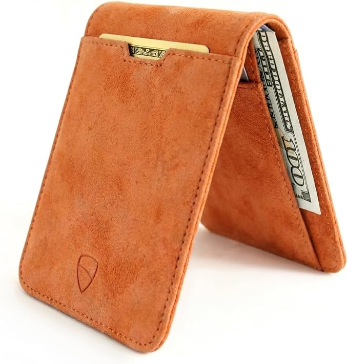 Vaultskin MANHATTAN Slim RFID Blocking Bifold Leather Wallet for Men - Men’s Leather Wallet, Front Pocket Minimalist Card Holder, Holds 9 Cards and Cash, Premium Italian Leather