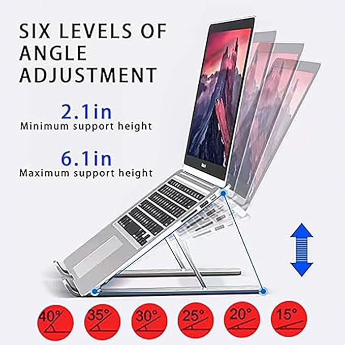 Laptop Stand for Dell Inspiron 16 15 13 14 12 17 inch Laptop, Ergonomic 6-Levels Angles Adjustable Computer Stand, All Aluminum Laptop Stand ﻿