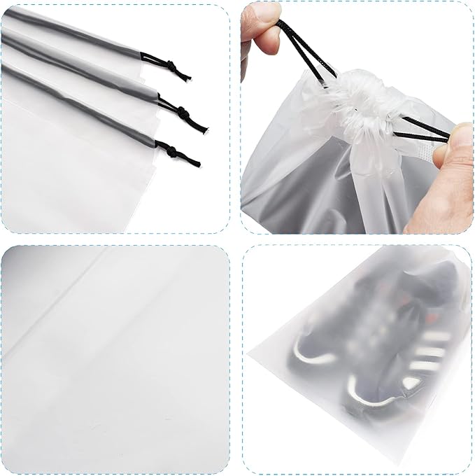 Vorspack Transparent Shoe Bags for Travel Large Clear Shoes Organizers Storage Pouch with Rope for Men and Women 26 Pack