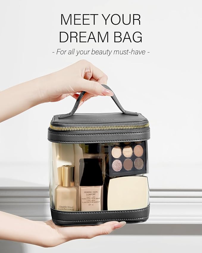 Camdeez ROWNYEON Clear Makeup Case Toiletry Bag Multipurpose Travel Makeup Train Case Portable Cosmetic Organizer Transparent Storage Bag