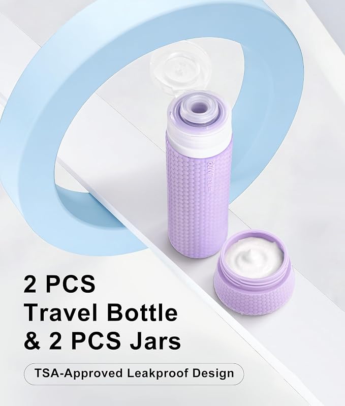 Travel Bottles for Toiletries, TSA Approved 3oz Leak Proof Travel Size Liquid Containers, BPA-Free Refillable Silicone Squeeze Bottles, Ideal for Shampoo Lotion and Conditioner (4 Pack)