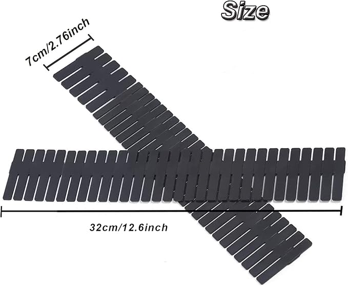 Onerbuy 8pcs Adjustable Grid Drawer Dividers DIY Plastic Closet Separator Tidy Organizer Container for Underwear Socks Belt Office Supplies (Black)